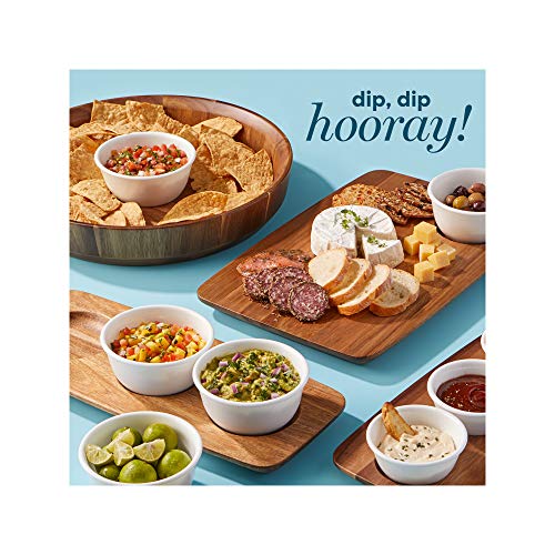 Corelle Vitrelle Coordinates 2-Pc Cheese Board with Bowl Serving Set,Charcuterie Platter with Bowl, Dip Bowl and Long Serving Board Set,Triple Layer Glass Bowls are Dishwasher and Microwave Safe,White