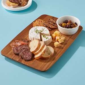 Corelle Vitrelle Coordinates 2-Pc Cheese Board with Bowl Serving Set,Charcuterie Platter with Bowl, Dip Bowl and Long Serving Board Set,Triple Layer Glass Bowls are Dishwasher and Microwave Safe,White