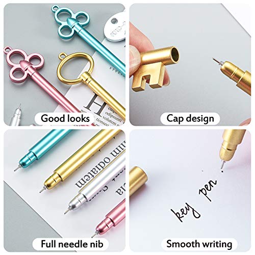 Key Shape Pen Vintage Key Gel Ink Pens Cute Novelty Pens Black Fine Point Pen for Office Stationary School Supplies(36 Pieces)