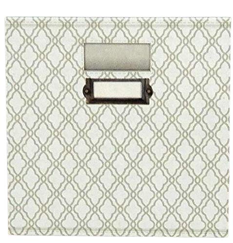 Patterned Canvas Collapsible Storage Bin with Metal Label Holder 10.5" x 10.5" x 11" (Hampton)