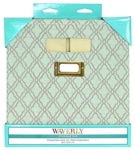 patterned canvas collapsible storage bin with metal label holder 10.5" x 10.5" x 11" (hampton)