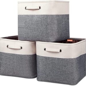 Kntiwiwo Large Storage Cubes 13” x 13” x 13” Foldable Storage Bin Closet Organizers and Storage Basket w/Handles for Organizing Shelf Nursery Home Closet - Set of 3