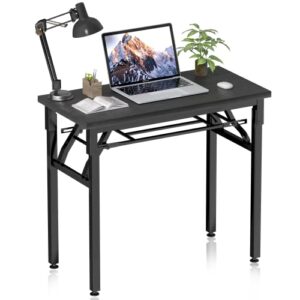 yjhome folding table small computer desk writing foldable work desk portable no assembly required for small spaces home office school bedroom, black