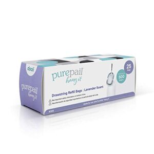 purepail hang it refill bags (25 count) – odor control for on-the-go – neutralize odors with a light lavender scent – for use with purepail hang it