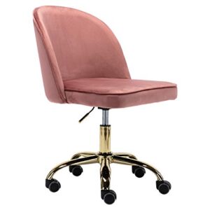 dm furniture office task chair swivel chair, soft fabric pink computer desk chair armless for home office, adjustable height, pink