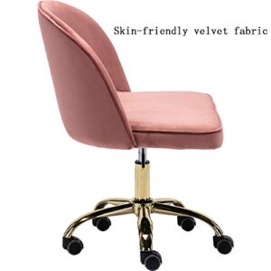 DM Furniture Office Task Chair Swivel Chair, Soft Fabric Pink Computer Desk Chair Armless for Home Office, Adjustable Height, Pink