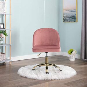 DM Furniture Office Task Chair Swivel Chair, Soft Fabric Pink Computer Desk Chair Armless for Home Office, Adjustable Height, Pink