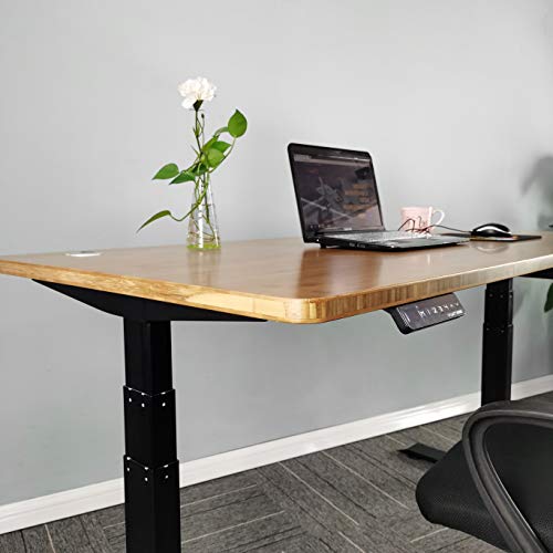VWINDESK 60Inch Natural Bamboo Desk Table Top Only, Matching with Electric Adjustable Standing Desk Frame, Durable, Sustainable with 80mm Grommet Holes(30" x 60" x 1") Round Angle