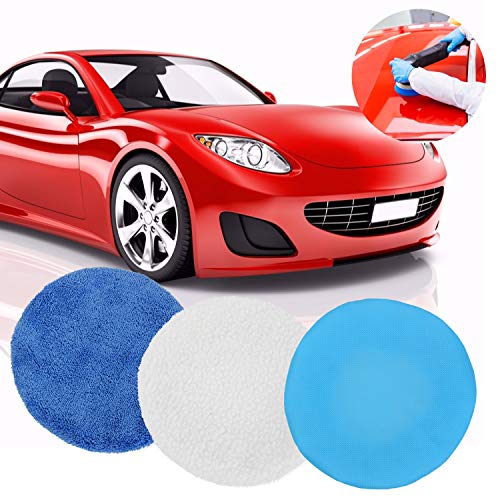 URLWALL 10PCS 9-10 inch Polisher Pad Bonnet Orbital Car Buffing Polishing Pad Cover - 5PCS Microfiber Polish Pad, 3PCS Car Wax Buffer Pads, 2PCS Woolen Fleece Polishing Bonnet for Car Waxing Machine