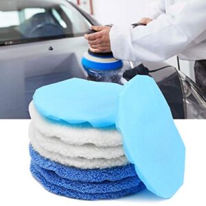 URLWALL 10PCS 9-10 inch Polisher Pad Bonnet Orbital Car Buffing Polishing Pad Cover - 5PCS Microfiber Polish Pad, 3PCS Car Wax Buffer Pads, 2PCS Woolen Fleece Polishing Bonnet for Car Waxing Machine