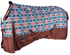 showman orange and turquoise southwest print 1200d turnout blanket 300gm (80)