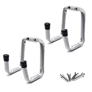 2 pcs heavy duty utility hook with double head garage storage hanger wall mount storage holder hanging organizer perfect for ladders folding chairs surf boards fishing poles garden tools