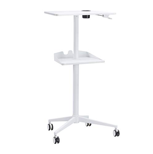 Safco Products 1944WH VUM Pneumatic Height-Adjustable Stand-Up Mobile Laptop Computer Workstation, Mobile Computer Cart, 22.875" D x 30.75" W x 48.25" H