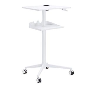 safco products 1944wh vum pneumatic height-adjustable stand-up mobile laptop computer workstation, mobile computer cart, 22.875" d x 30.75" w x 48.25" h