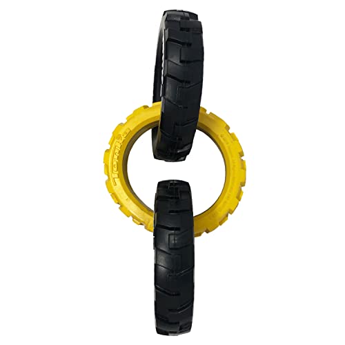 Tonka Rubber 3-Ring Tug Dog Toy, Lightweight, Durable and Water Resistant, 10.5 Inches, for Medium/Large Breeds, Single Unit, Yellow/Black