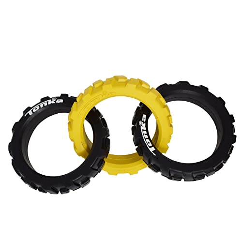 Tonka Rubber 3-Ring Tug Dog Toy, Lightweight, Durable and Water Resistant, 10.5 Inches, for Medium/Large Breeds, Single Unit, Yellow/Black