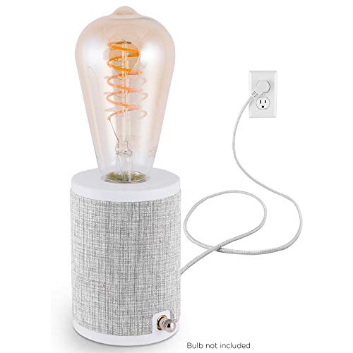 Enbrighten, Gray, Anywhere Lamp, 6 Ft Braided Cord, Flat Plug, Tabletop or Wall Mount, Designer Fabric Base, Bulb Not Included, 46177