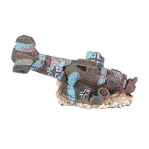 POPETPOP Aquarium Plane Wreck - Resin Sunken Crashed Plane Decorations Aquarium Ornament for Fish Tank