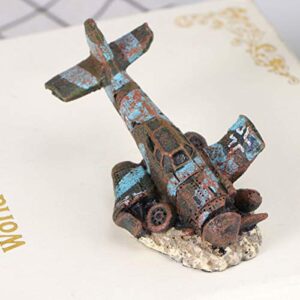 POPETPOP Aquarium Plane Wreck - Resin Sunken Crashed Plane Decorations Aquarium Ornament for Fish Tank