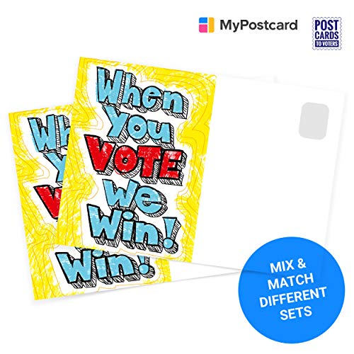 When You Vote We Win GOTV Postcards - Postcards to Voters by Tony the Democrat (Mix and Match Set Sizes) - Vote Postcards (64)