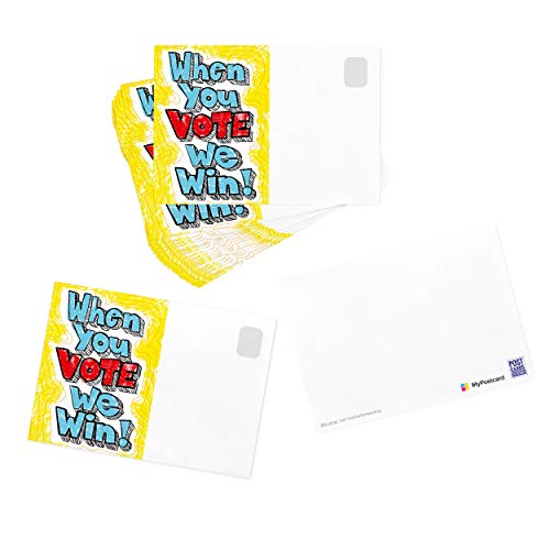 When You Vote We Win GOTV Postcards - Postcards to Voters by Tony the Democrat (Mix and Match Set Sizes) - Vote Postcards (64)