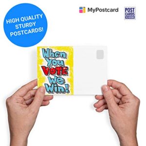 When You Vote We Win GOTV Postcards - Postcards to Voters by Tony the Democrat (Mix and Match Set Sizes) - Vote Postcards (64)