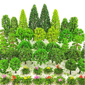 tazimi 60 pieces model trees 1.36-6 inch mixed model tree train scenery architecture trees fake trees for diy crafts, building model, scenery landscape natural green