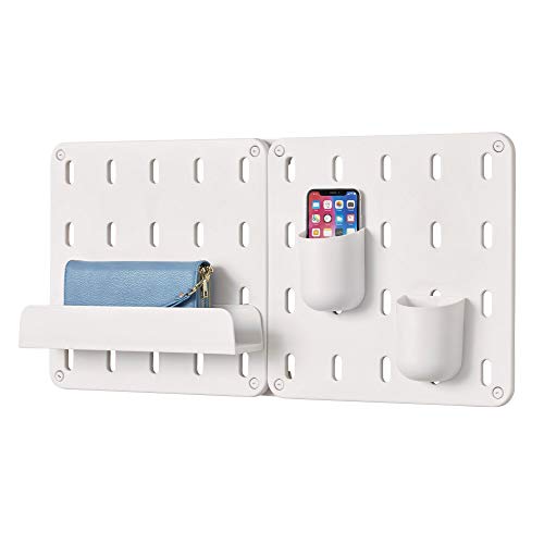 iDesign Cade BPA-Free Plastic Modular Hanging Pegboard Organizer Storage Shelf, 12.71" x 3.7" x 2.25", Matte White