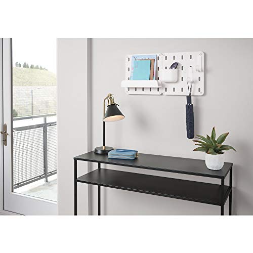 iDesign Cade BPA-Free Plastic Modular Hanging Pegboard Organizer Storage Shelf, 12.71" x 3.7" x 2.25", Matte White