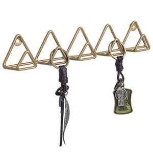 mygift modern gold metal wall key rack organizer for wall with 5 hooks and triangle design