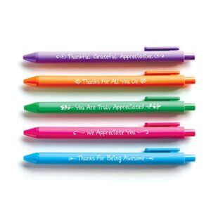 cheersville 5 pack colorful soft touch click pens- motivational quotes - multi-color ink fine point 0.5mm, assorted designs for school office home new hire onboarding employee gifts