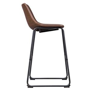 Signature Design by Ashley Centiar Urban Industrial 28.75" Pub Height Bucket Seat Barstool, 2 Count, Brown