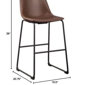 Signature Design by Ashley Centiar Urban Industrial 28.75" Pub Height Bucket Seat Barstool, 2 Count, Brown