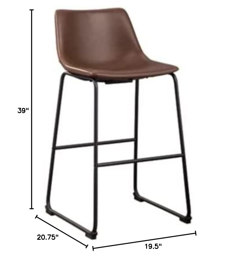 Signature Design by Ashley Centiar Urban Industrial 28.75" Pub Height Bucket Seat Barstool, 2 Count, Brown