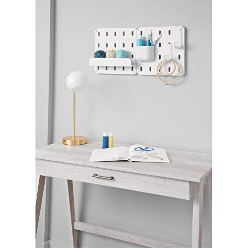 iDesign Cade BPA-Free Plastic Modular Hanging Pegboard Organizer Single Storage Hooks, 4.88" x 2.67" x 1.25", Matte White