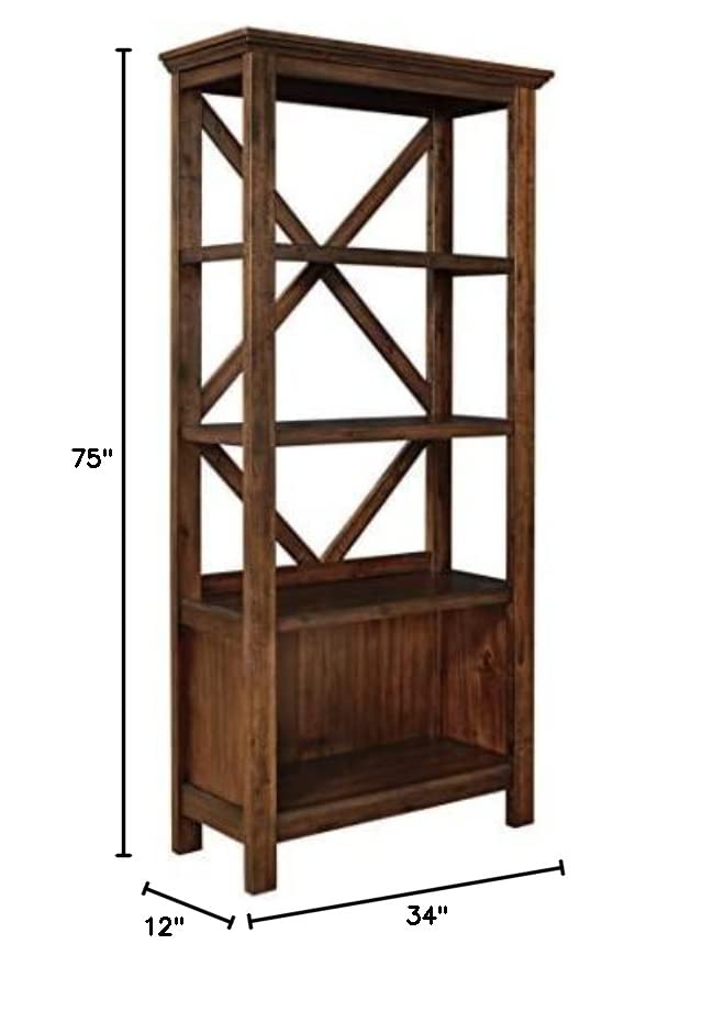 Signature Design by Ashley Baldridge Rustic 78" Bookcase with 4 Shelves, Distressed Brown