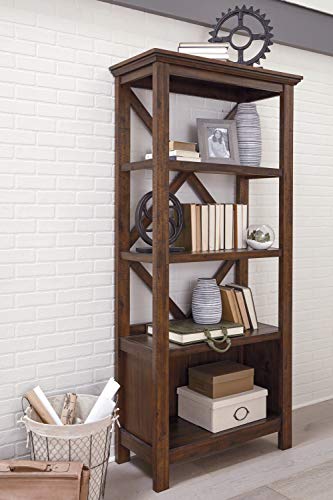 Signature Design by Ashley Baldridge Rustic 78" Bookcase with 4 Shelves, Distressed Brown