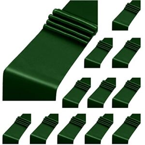 aneco 12 pack satin table runner 12 x 108 inch forest green long wedding satin silk table runner for wedding banquet graduations birthday party decoration