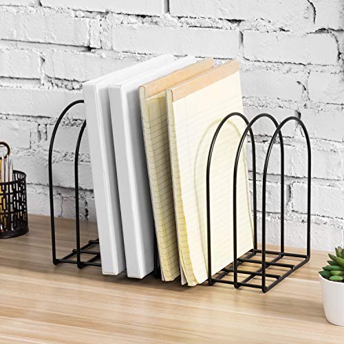 MyGift Large Desktop Document Holder, Black Metal Wire File Folder Organizer Rack with 8-Slots and Arch Design