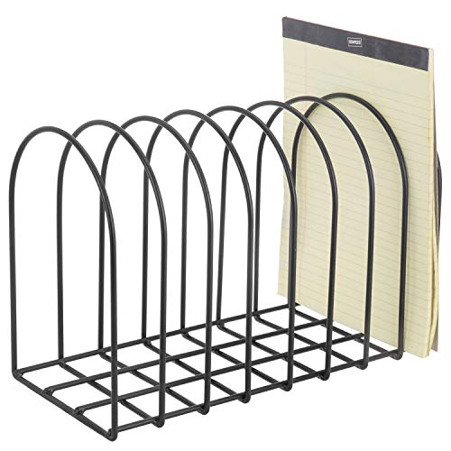 MyGift Large Desktop Document Holder, Black Metal Wire File Folder Organizer Rack with 8-Slots and Arch Design