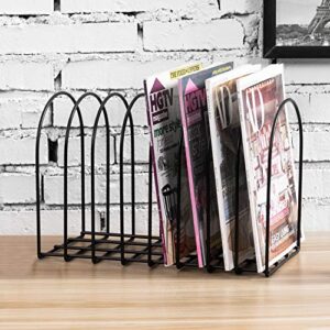 MyGift Large Desktop Document Holder, Black Metal Wire File Folder Organizer Rack with 8-Slots and Arch Design