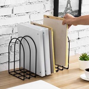 MyGift Large Desktop Document Holder, Black Metal Wire File Folder Organizer Rack with 8-Slots and Arch Design