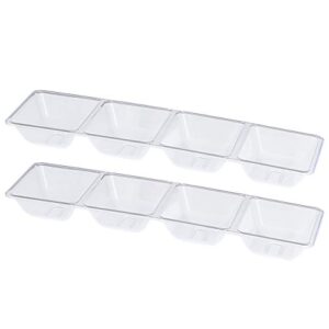 plasticpro 4 sectional rectangle plastic disposable serving tray/platter 5 x 16 clear pack of 2