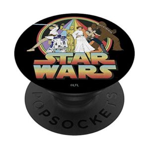 star wars retro rainbow group shot popsockets grip and stand for phones and tablets