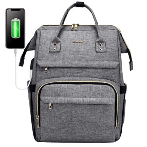 lovevook laptop backpack for women fashion travel backpack business computer purse work bag with usb port, grey