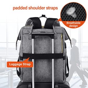 LOVEVOOK Laptop Backpack for Women Fashion Travel Backpack Business Computer Purse Work Bag with USB Port, Grey