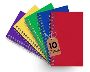 1intheoffice wirebound spiral memo books, memo pads, 3" x 5", college ruled, small notepad 3x5, assorted, 75 sheets/pad, 10 pads/pack