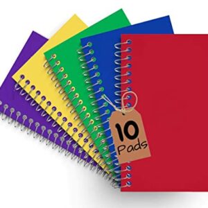 1InTheOffice Wirebound Spiral Memo Books, Memo Pads, 3" x 5", College Ruled, Small Notepad 3x5, Assorted, 75 Sheets/Pad, 10 Pads/Pack