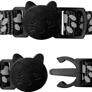 Taglory Reflective Cat Collars Breakaway with Bell, 2-Pack Girl Boy Pet Kitten Collar Adjustable 7.5-12.5 Inch, Black