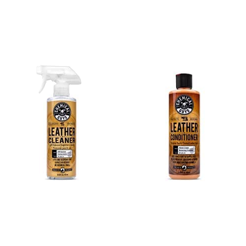 Chemical Guys SPI_208_16 Colorless and Odorless Leather Cleaner (16 oz) with SPI_401_16 Vintage Series Leather Conditioner (16 oz)